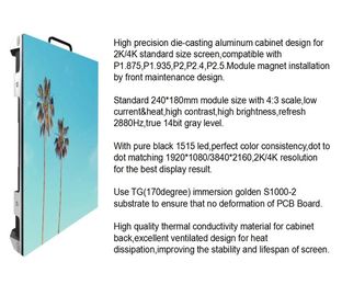 Panneaux de mur visuels d'intérieur de P2.5 LED 96*72 de 1R1G1B 14 - 16 de bit résolution de la gamme de gris